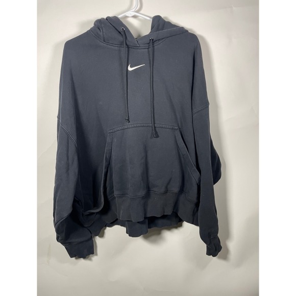 Nike Hoodie Mens Large Black Pullover Sweatshirt Embroidered Swoosh - Picture 1 of 8